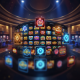 Vibrant, premium online slot game lobby interface with a grid of diverse slot machine thumbnails, symbolizing a vast library of over 1000 games from multiple providers.