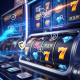 High-tech online slot machine interface with abstract data streams and security icons, symbolizing independent lab testing for fairness and RNG certification.