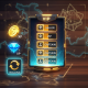 A futuristic pirate-themed online casino VIP dashboard showing a glowing rank progression bar, with icons for Gold Coins, XP Diamonds, and wagering activity, set against a treasure map background.