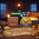 A premium pirate-themed online casino interface showing the progression from a Civilian rank to a more prestigious Cadet rank, with a glowing XP bar and a background of treasure.