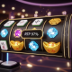 A premium online slot machine interface celebrating a win with glowing Mahjong, Caishen, and Aztec gem symbols. A digital display prominently shows a high 97% RTP, set against a luxurious casino background.