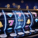 A sophisticated online slot machine interface with transparent reels revealing the underlying random number generator (RNG) code, debunking common slot myths.